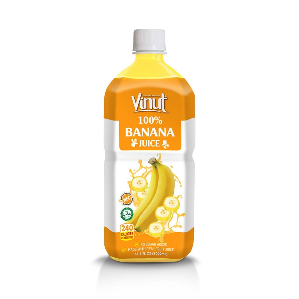 VINUT 100% Banán Gyümölcslé, NFC, Hozzáadott Cukor Nélkül, PET Palack, 33.8 fl oz 1000 mL