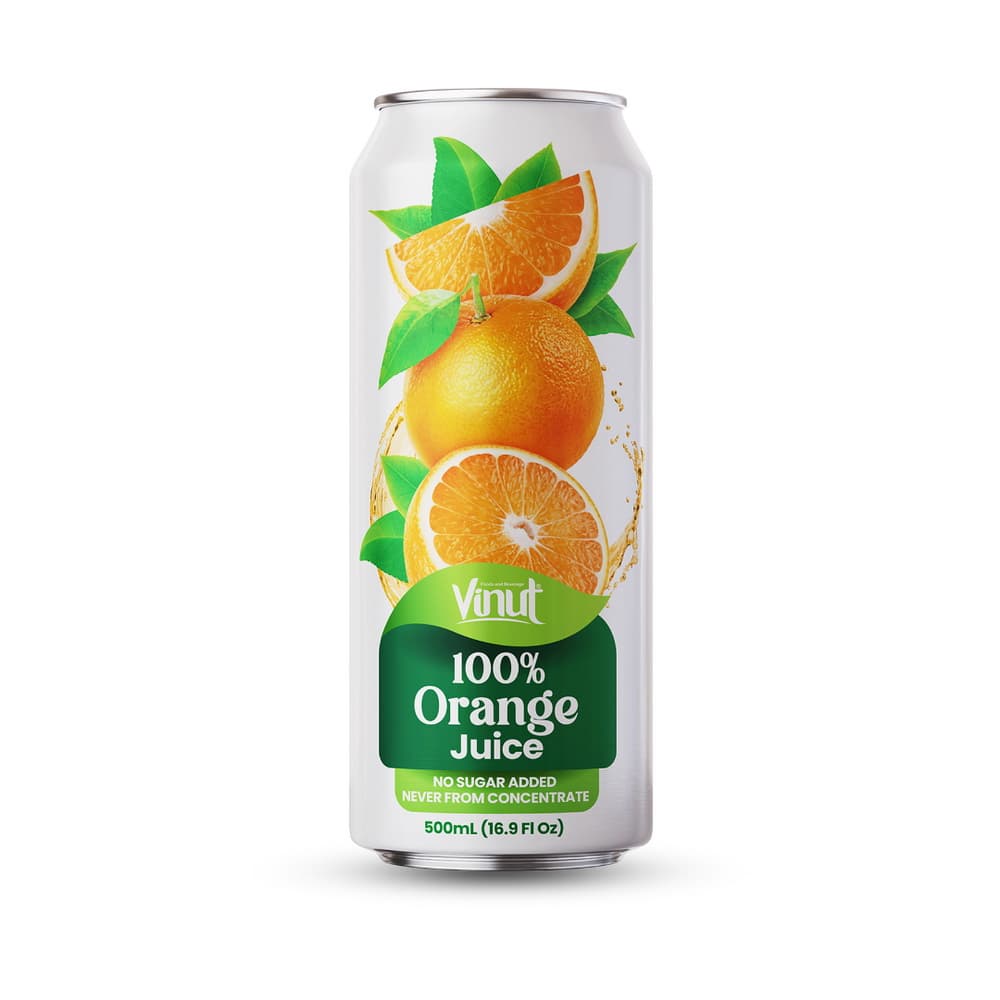 VINUT 100%-os narancslé, hozzáadott cukor nélkül, nem sűrítményből, vékony doboz, 16.9 fl oz 500 mL