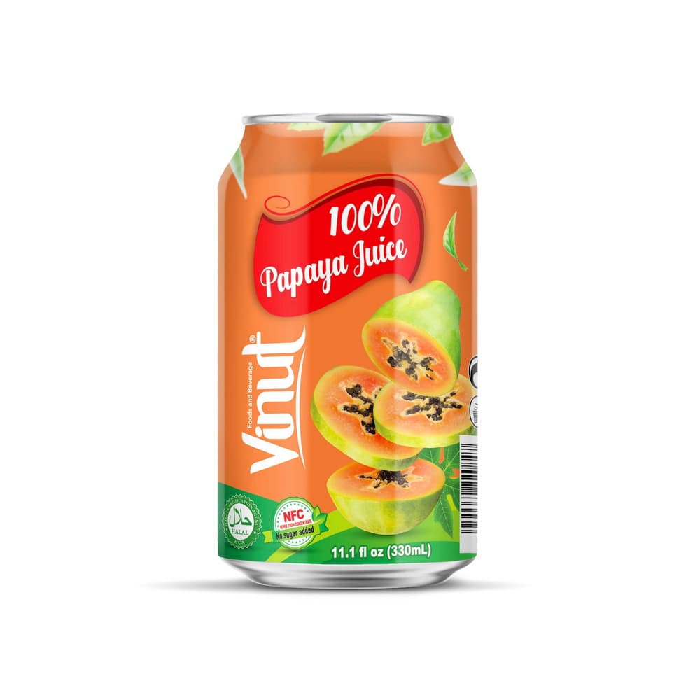 VINUT 100% Papayalé, NFC, Hozzáadott cukor nélkül, Dobozos, 11.1 fl oz 330 mL