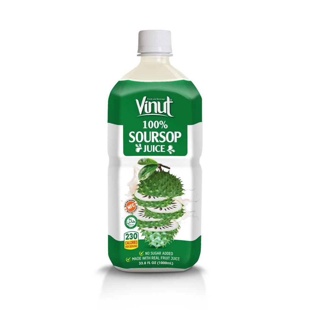 VINUT 100%-os Soursop Gyümölcslé, Hozzáadott cukor nélkül, 33.8 fl oz (1,000 mL) PET palack