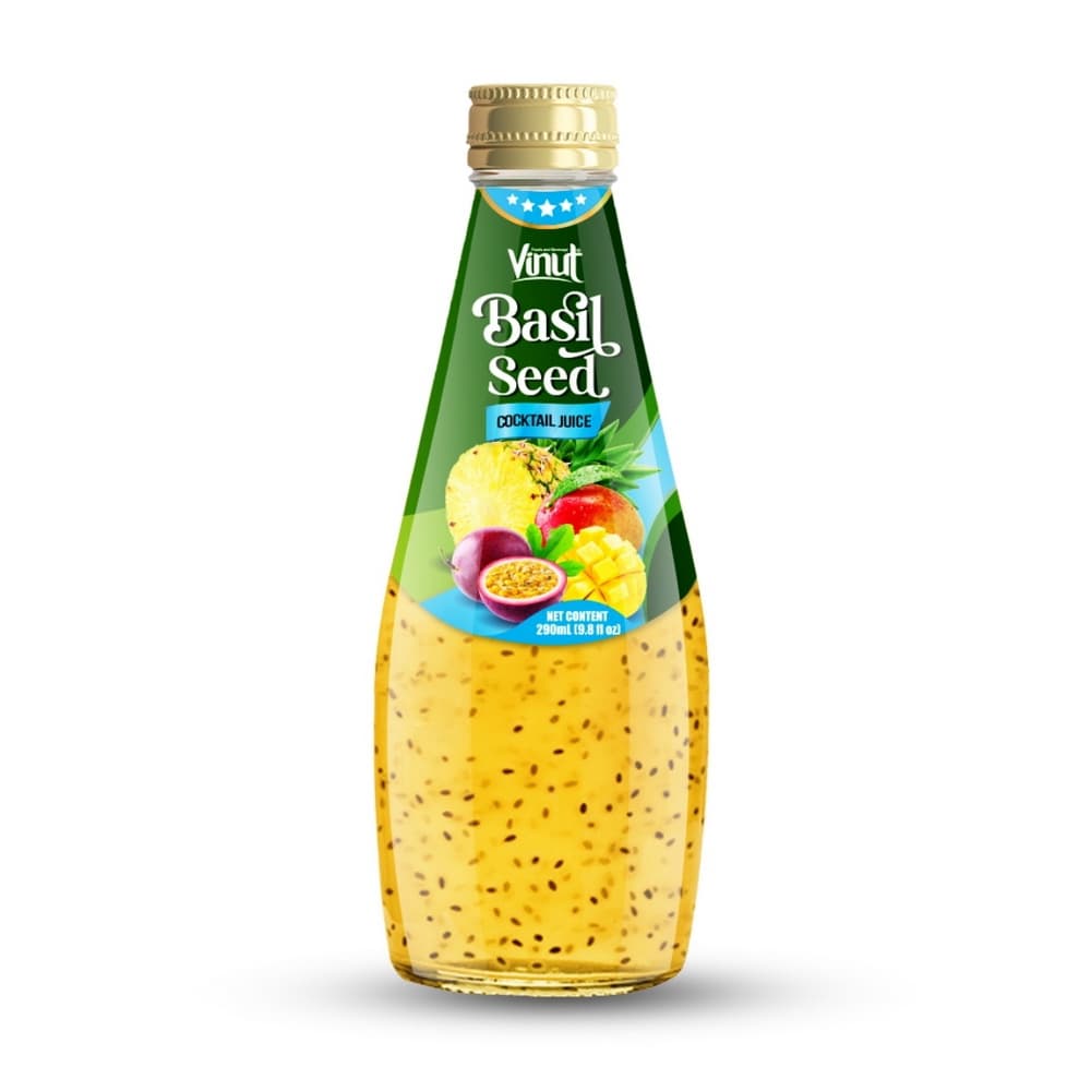 VINUT Koktél ízű bazsalikommagos ital, üvegpalack, 9.8 fl oz (290 mL)