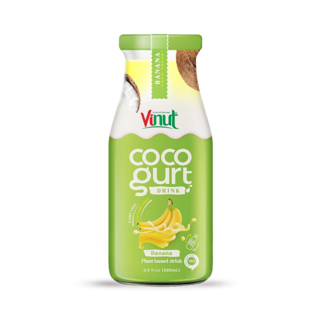 VINUT Cocogurt Banán Ital, Üvegpalack, 9.8 fl oz 280 mL