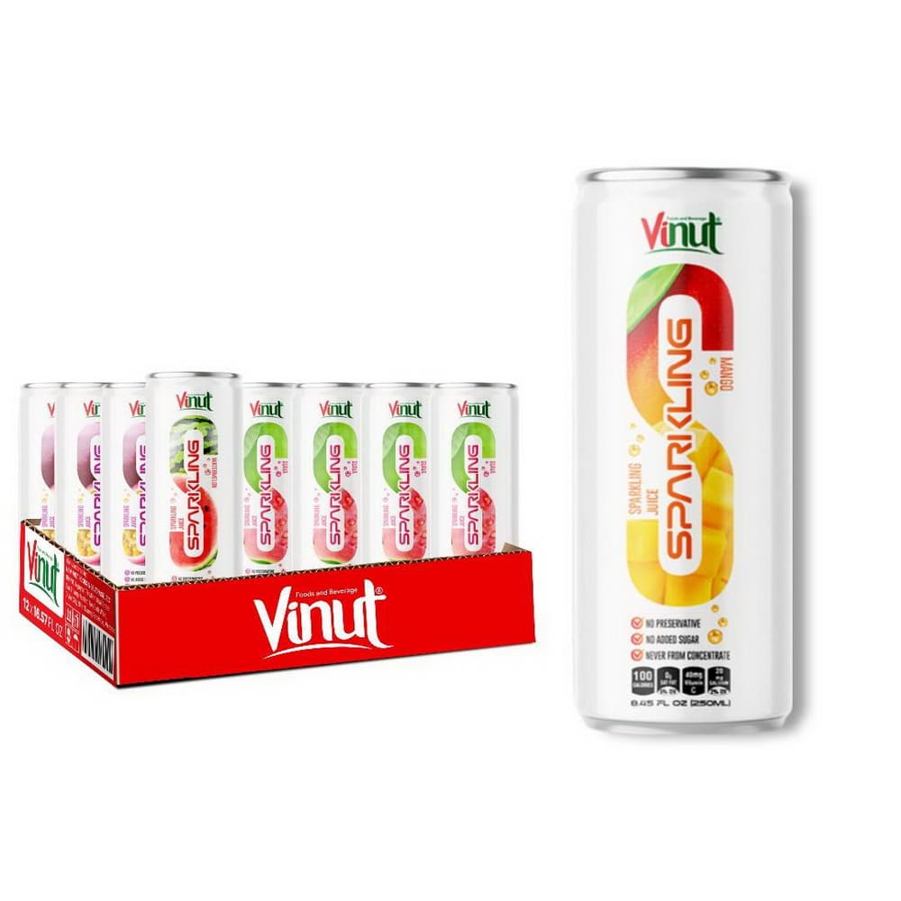 VINUT Szénsavas mangó gyümölcslé, Hozzáadott cukor nélkül, Nem sűrítményből, Slim doboz, 8.45 fl oz (250 mL)