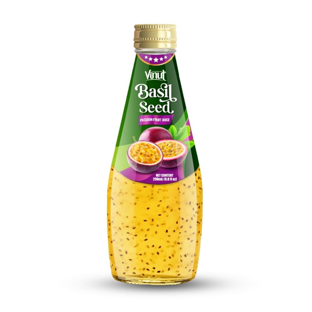 VINUT Maracujás bazsalikommagos ital, Üvegpalack, 9.8 fl oz (290 mL)