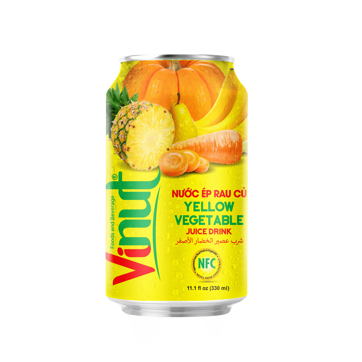 Vinut Yellow Vegetable Juice Drink, NFC, Slim Can, 11.1 fl oz 330 mL